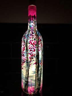 Aspens At Sunrise Wine Bottle Painting