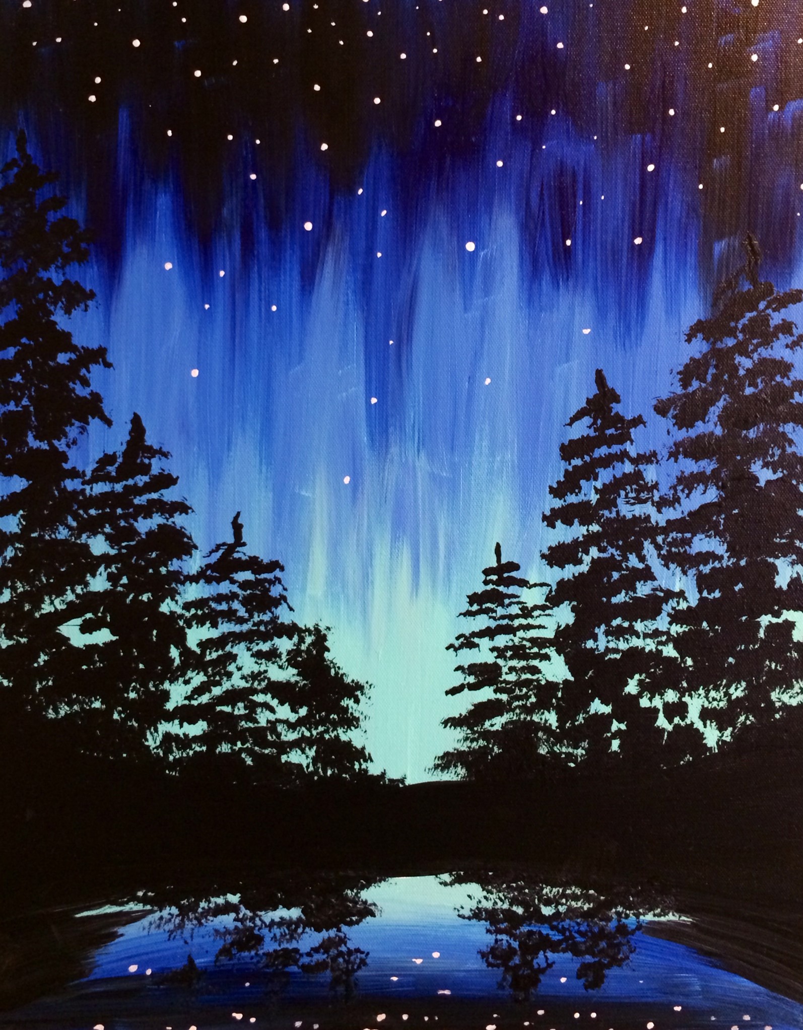 Aurora Through the Trees - Pinot's Palette Painting