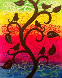 Birds on a Swirling Vine