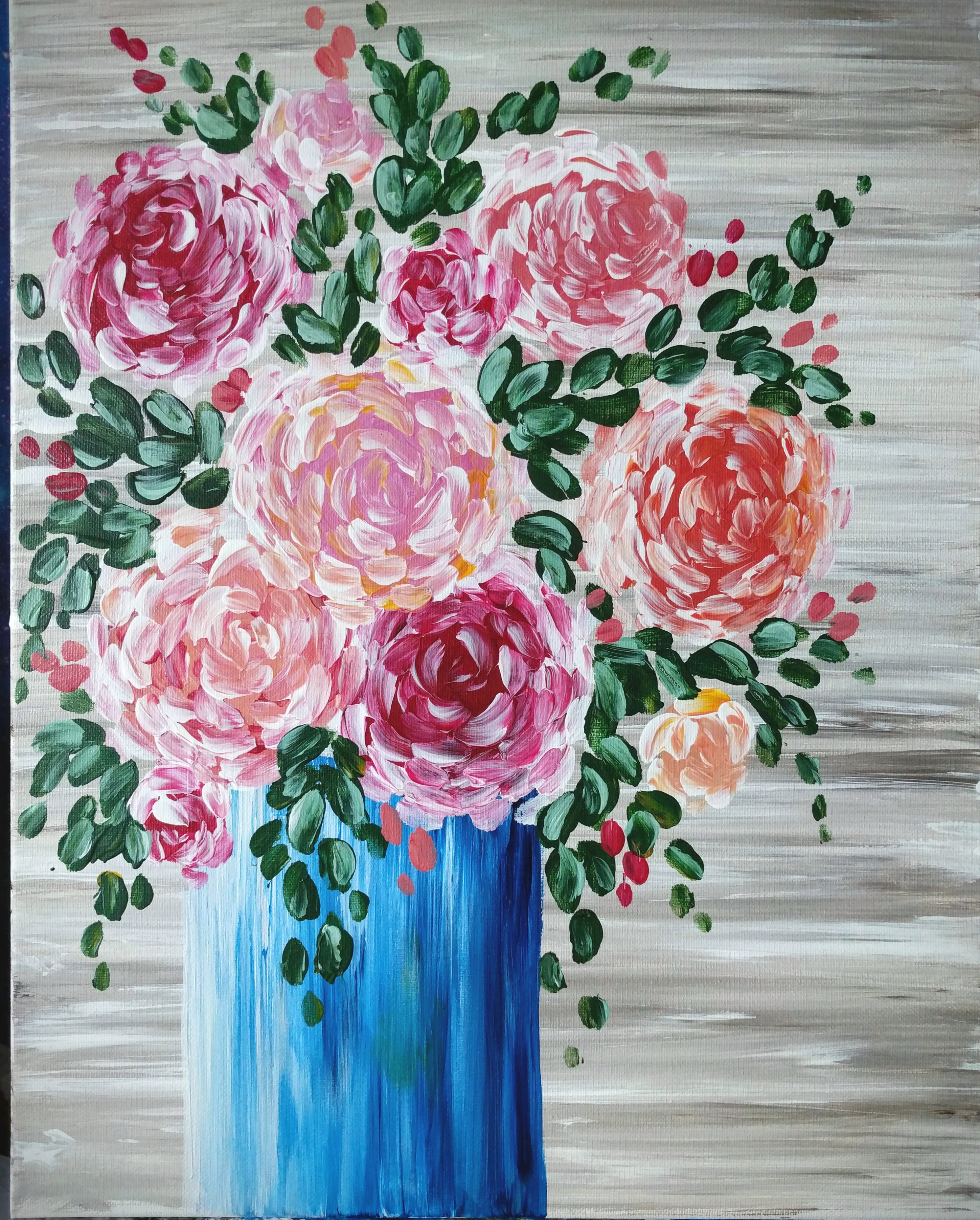 Brushless Happy Rustic Flowers - Pinot's Palette Painting