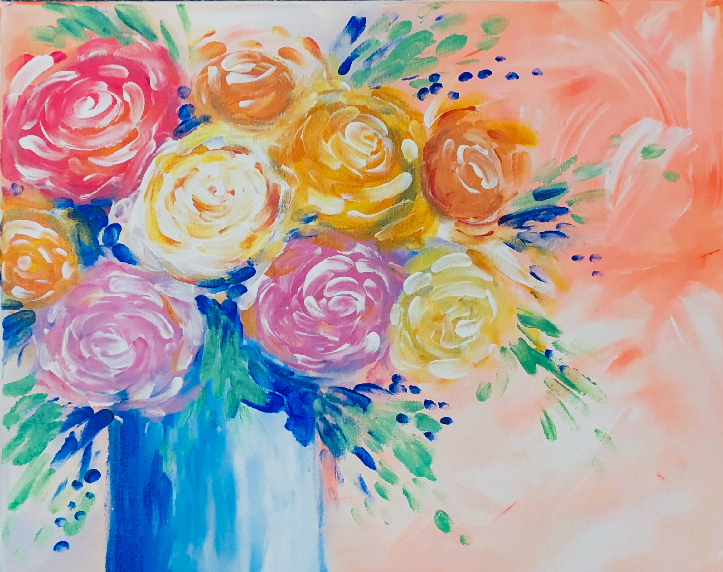 Brushless Pinot’s Poppin’ Peonies - Pinot's Palette Painting