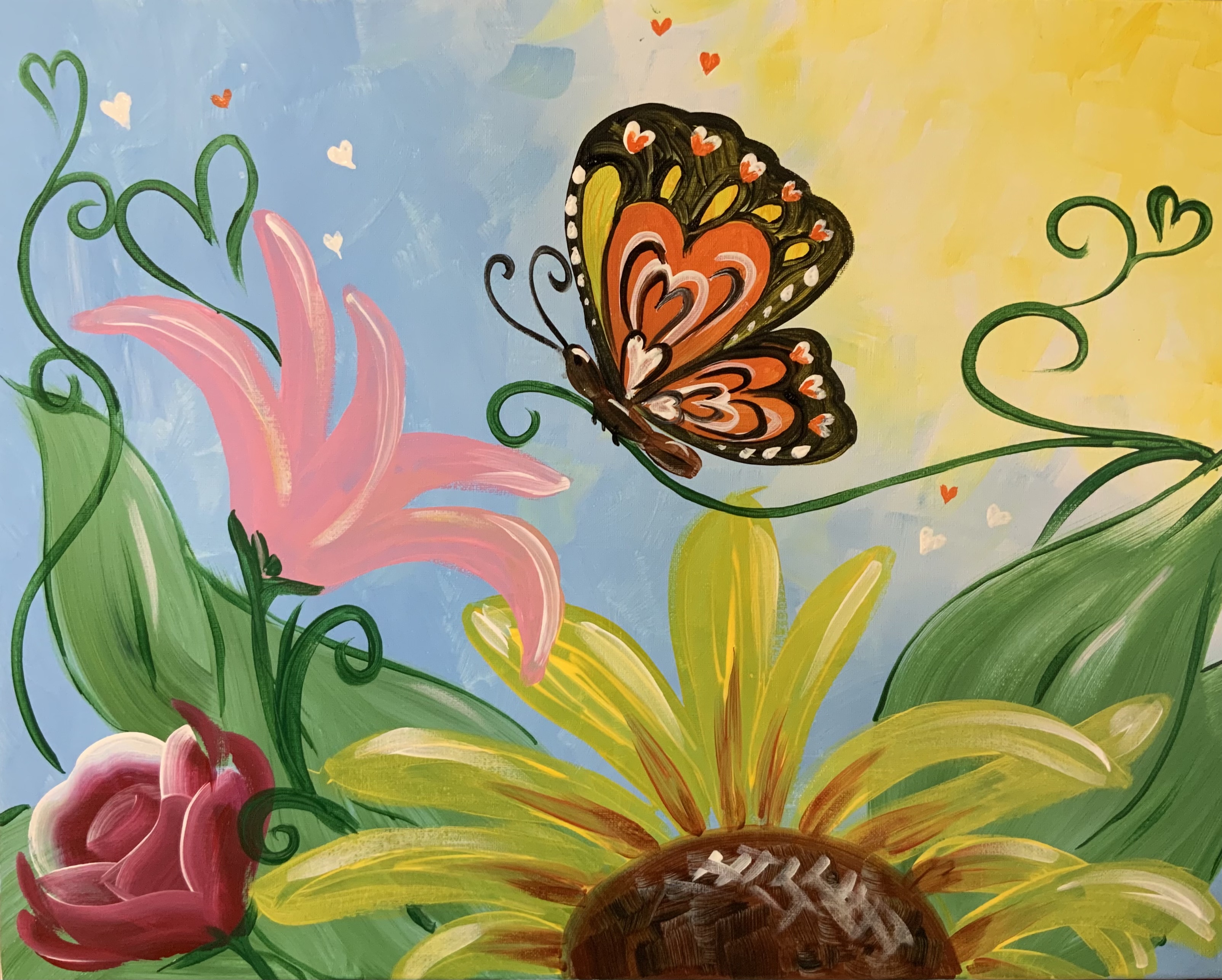 Butterfly In Bloom - Pinot's Palette Painting