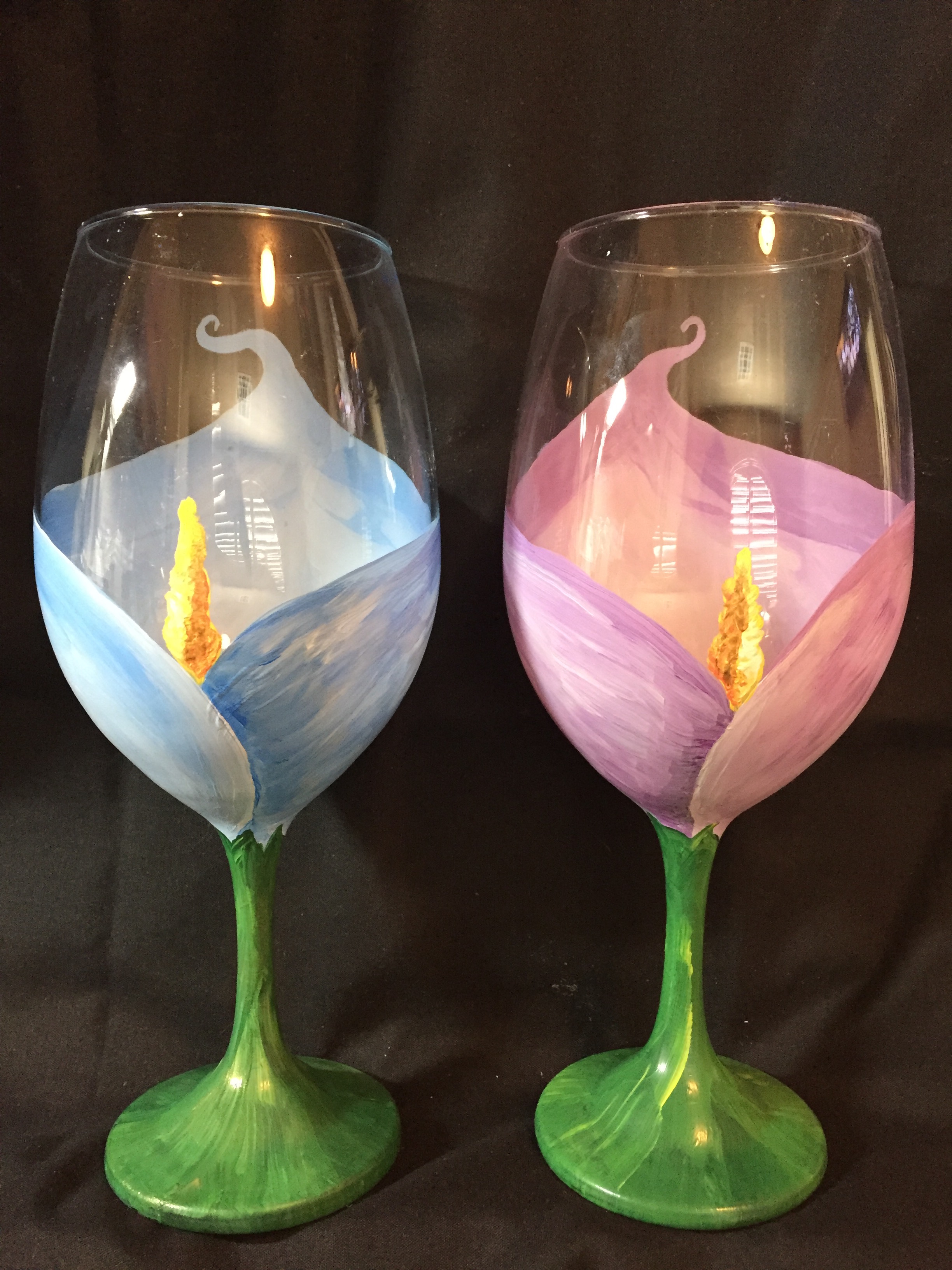 Calla Lily Wine Glasses Pinot's Palette Painting