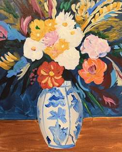 Cezanne's Dahlias in a Delft Vase