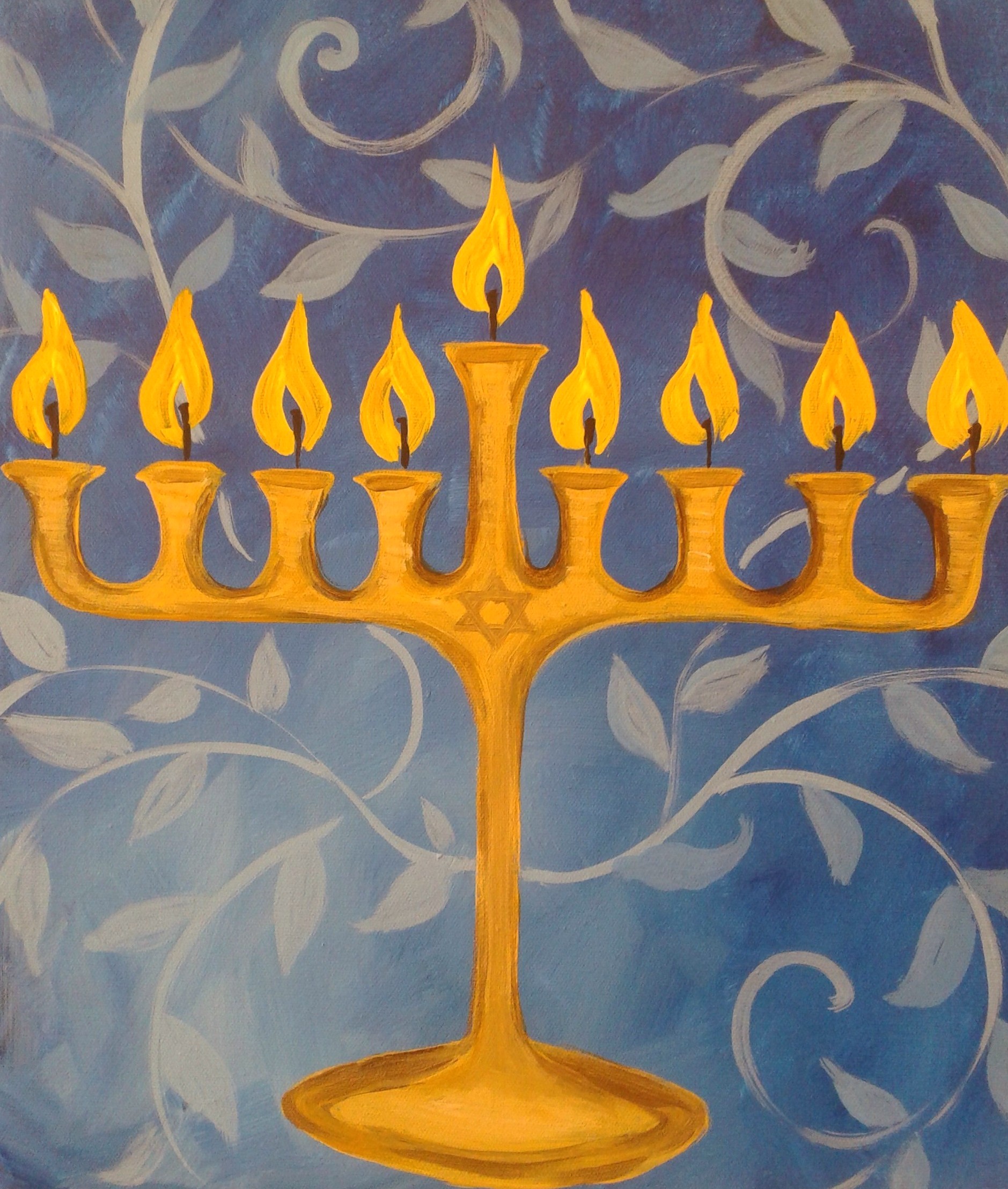 Chanukah Lights - Pinot's Palette Painting