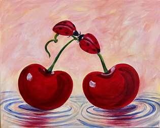 Cherry Ladybug Kiss 10x10