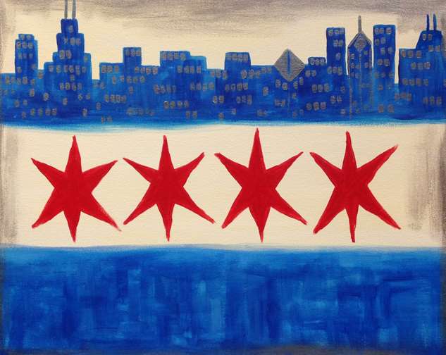 Chicago Flag Cityscape