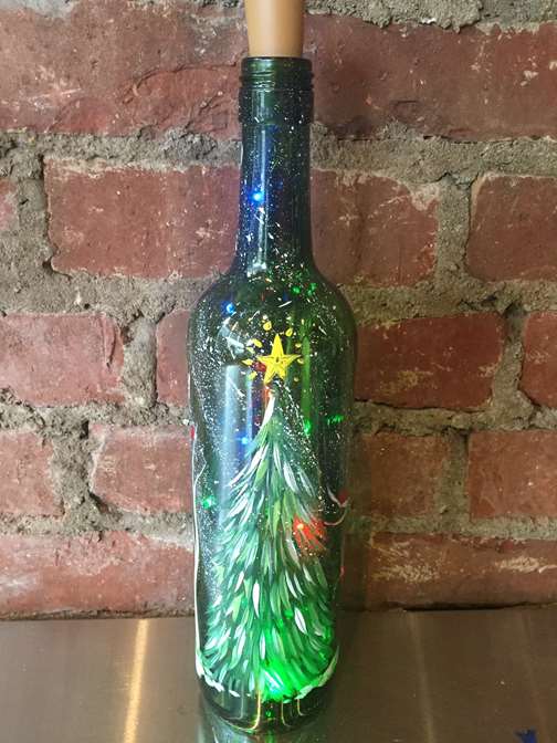 Christmas Tree Wine Bottle with Multi Color Lights