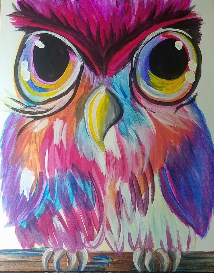 Color Me Owl - Pinot's Palette Painting