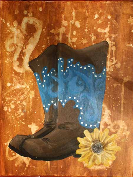 Country Chic Boots - Pinot's Palette Painting