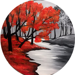 Crimson River on wood round
