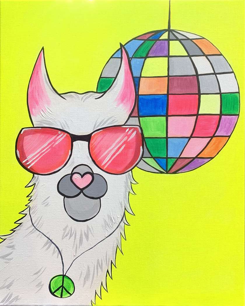 Disco Llama Pinot s Palette Painting disco-llama-pinot-s-palette-painting