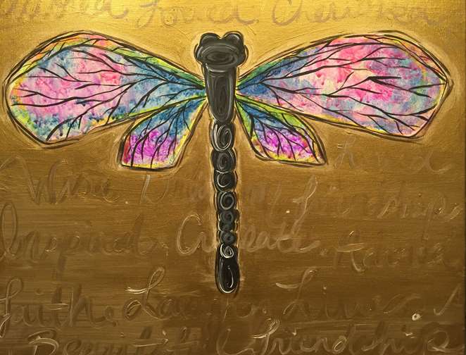 Dragonfly Dreaming in Gold