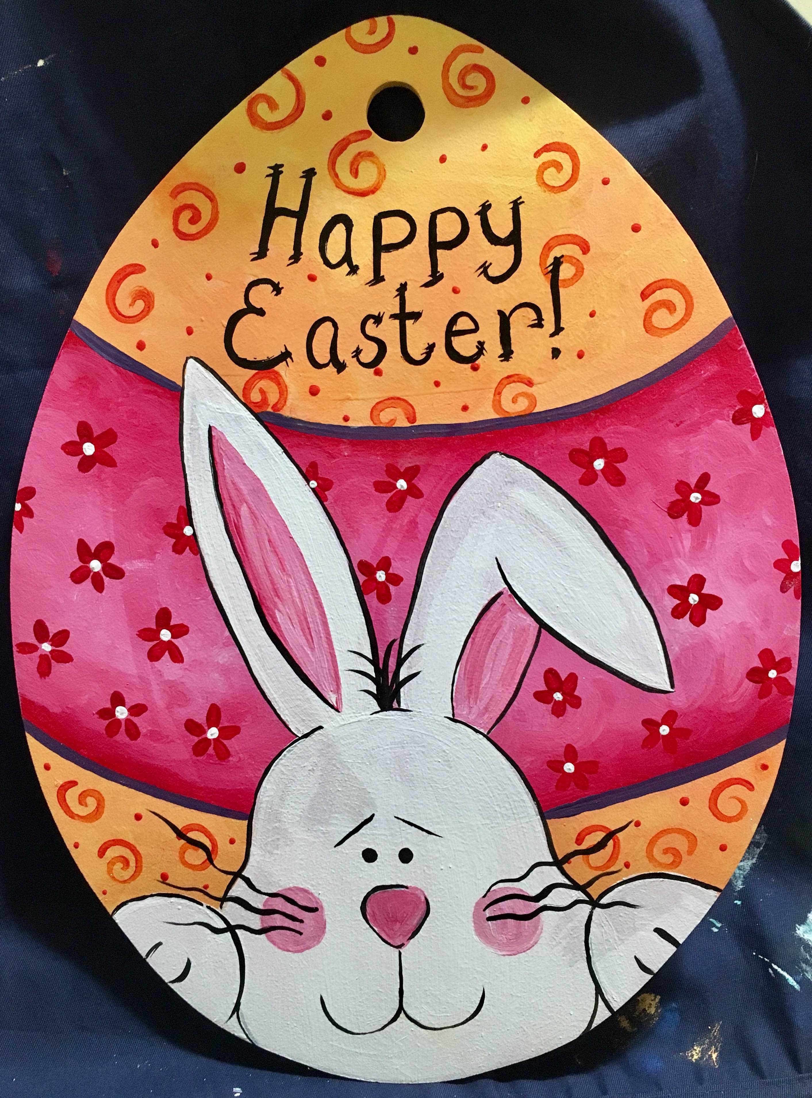 Easter Bunny: Wooden Egg - Pinot's Palette Painting