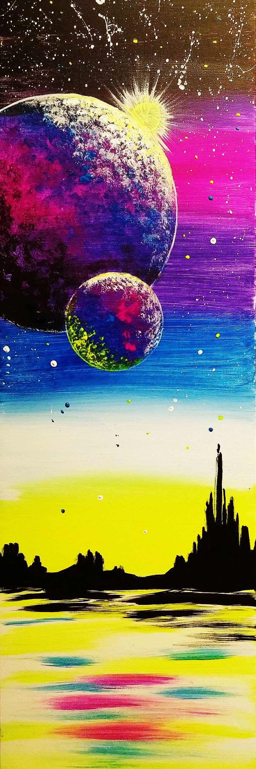 Painting on a 10x30 canvas