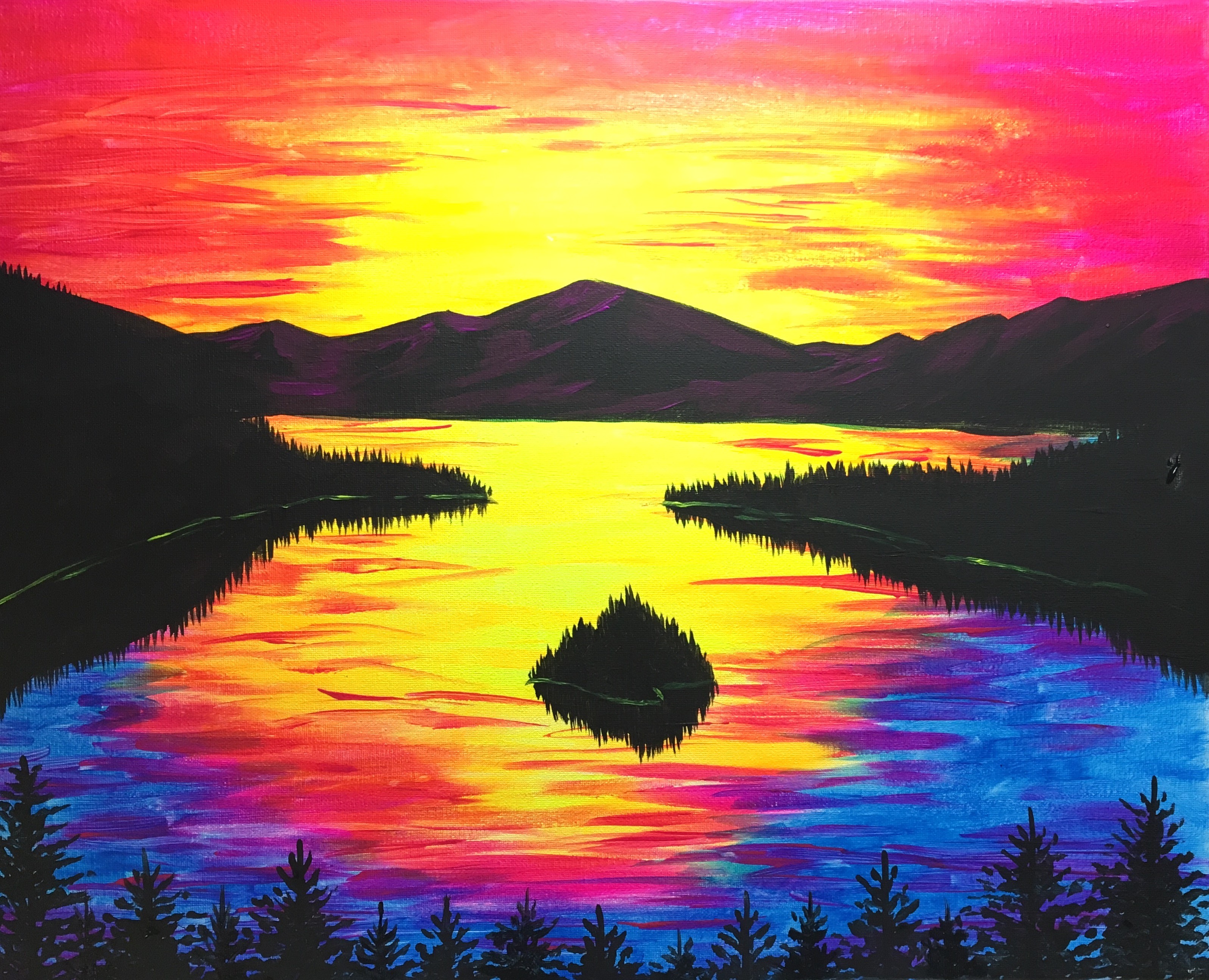 Emerald Bay Sunset Pinot's Palette Painting