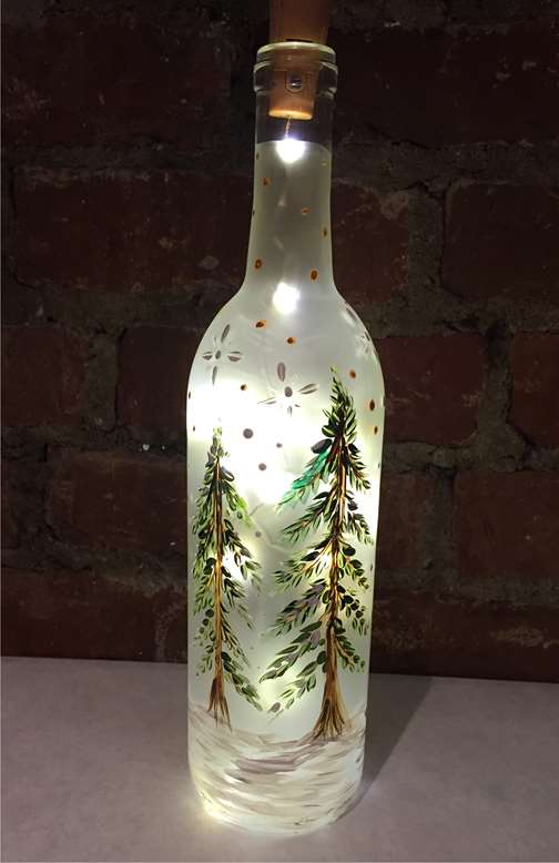 Evergreen Wine Bottle with Lights