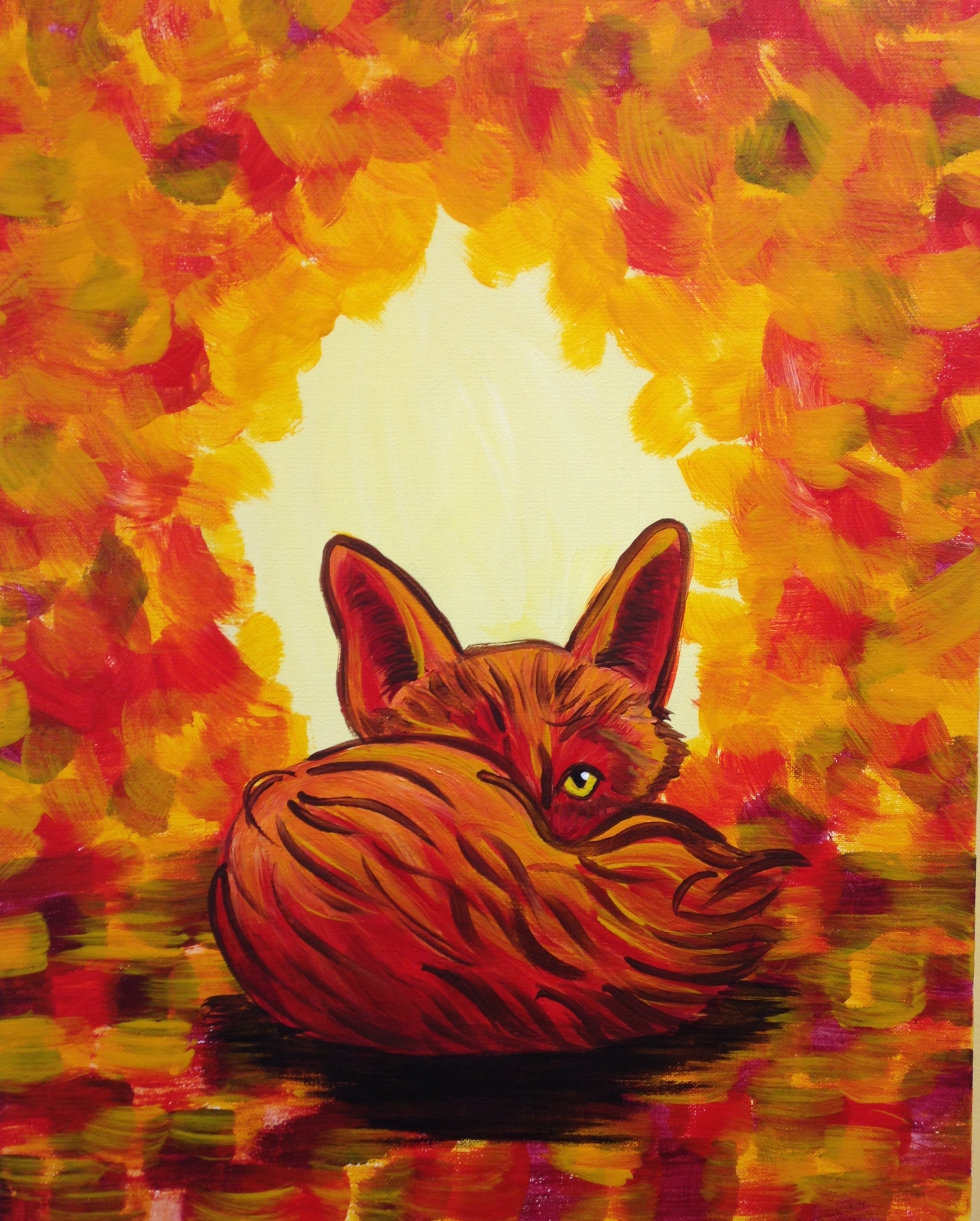 Fall Fox Pinot's Palette Painting