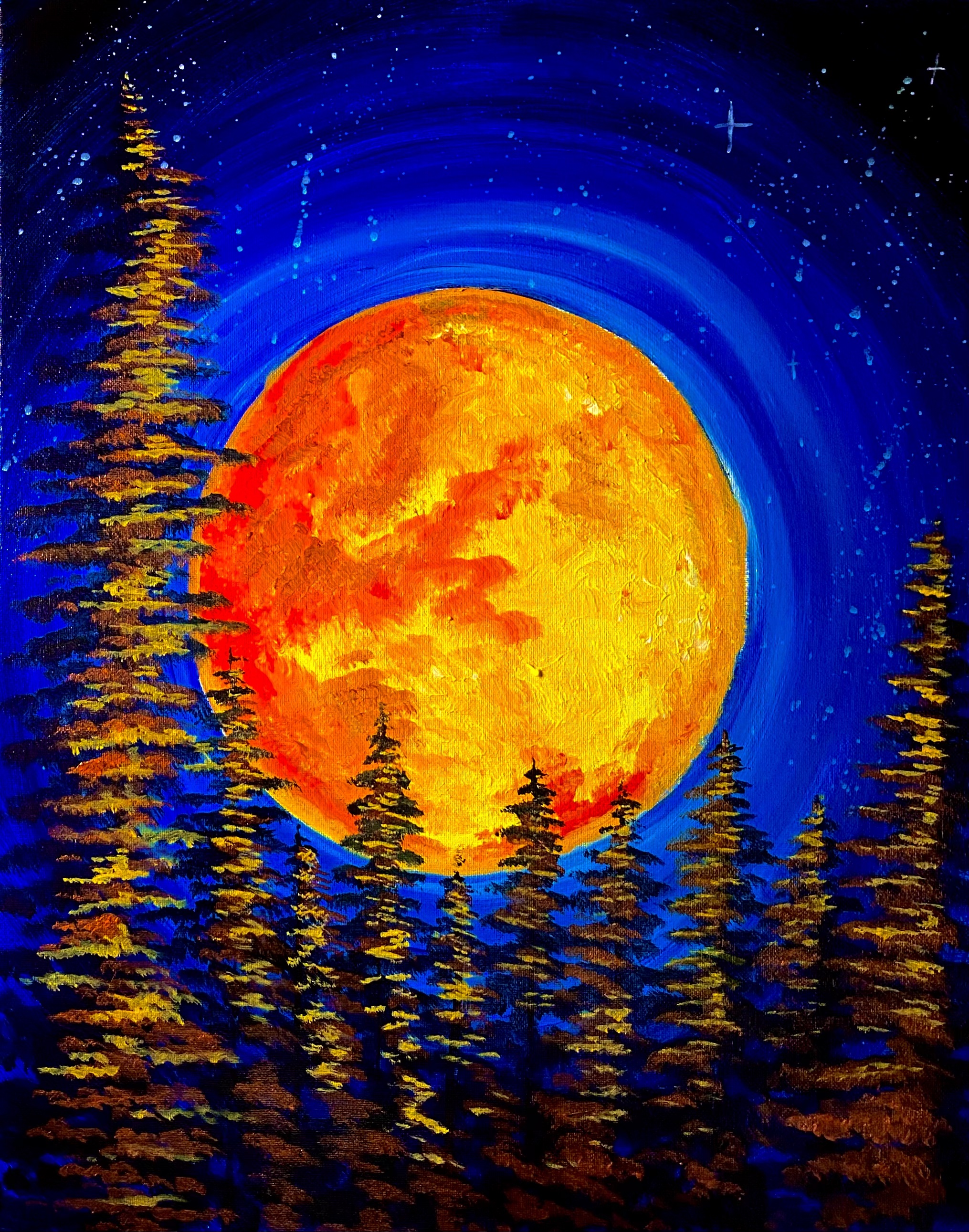 Fire Moon - Pinot's Palette Painting