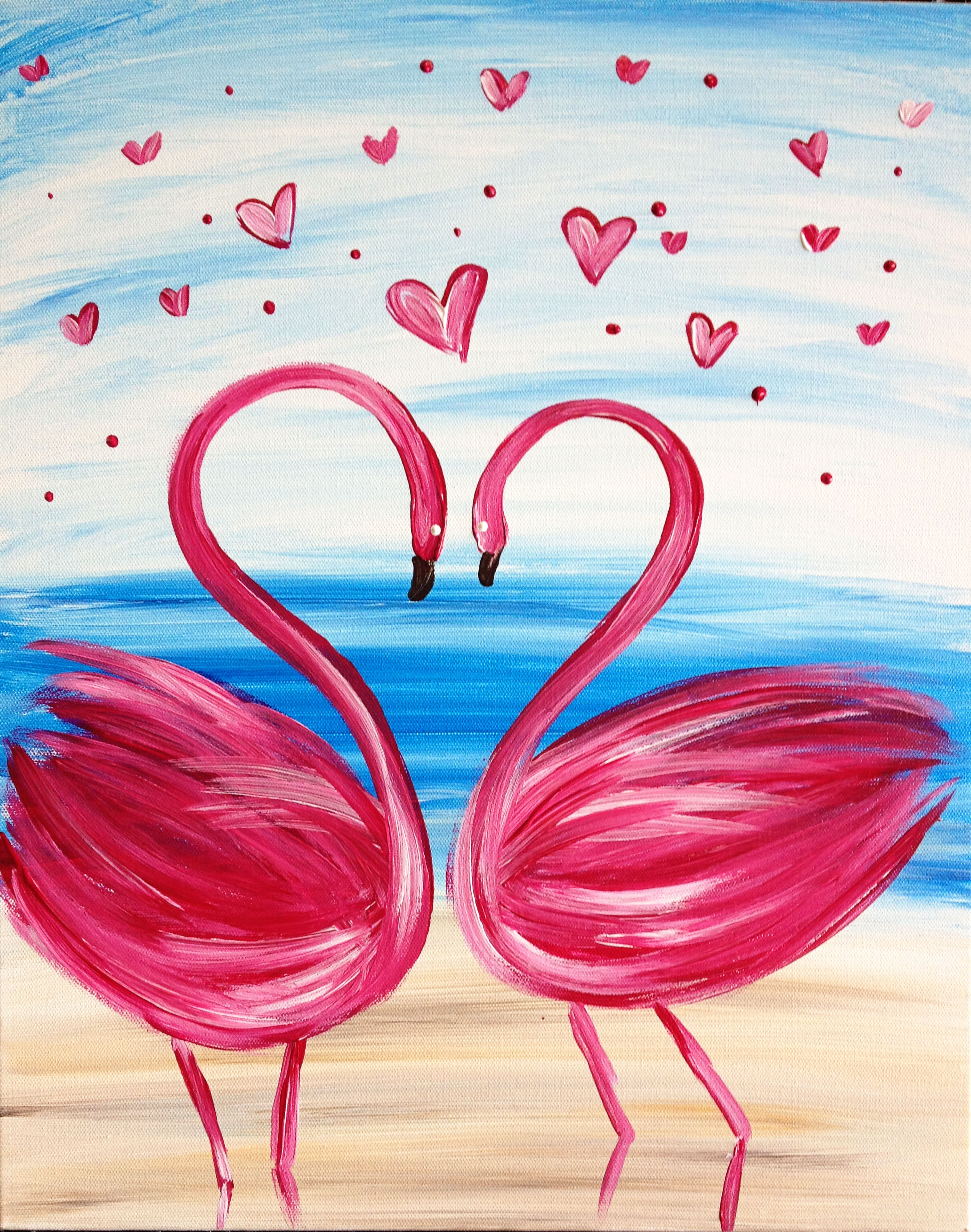 Flamingo Fun - Pinot's Palette Painting