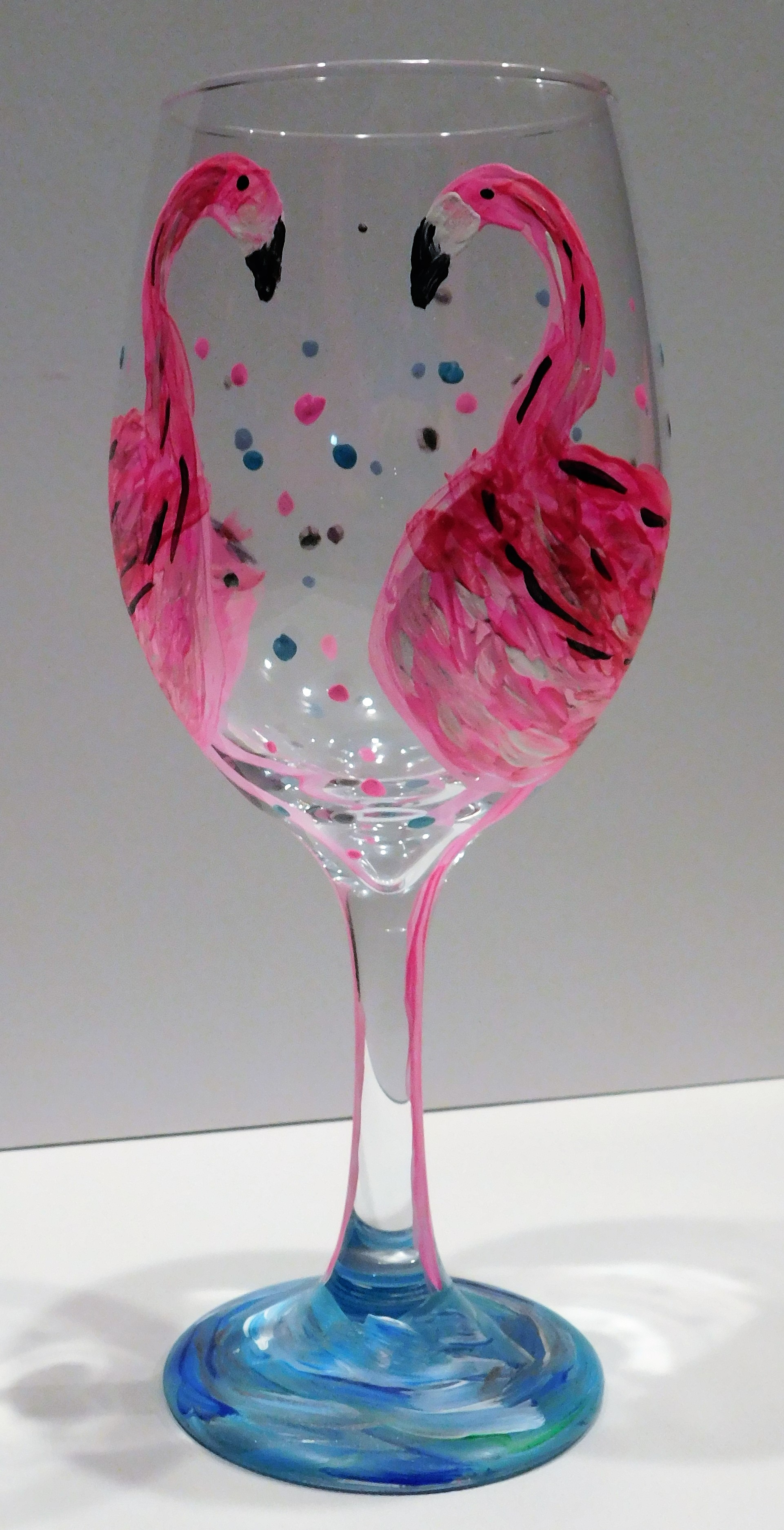 Flamingo Wine Glass Pinot's Palette Painting