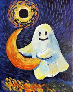 Friendly Ghost and Crescent Moon