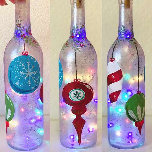 Frosty Ornament Wine Bottle