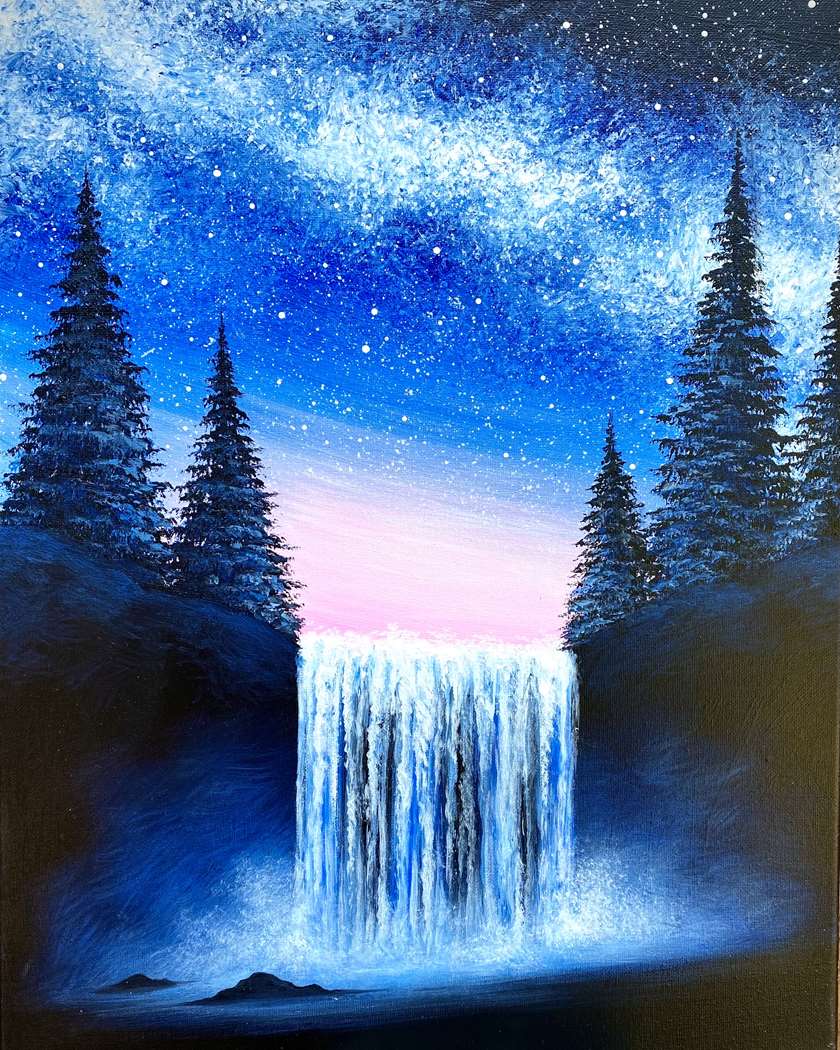 Galaxy Waterfall Forest - Pinot's Palette Painting