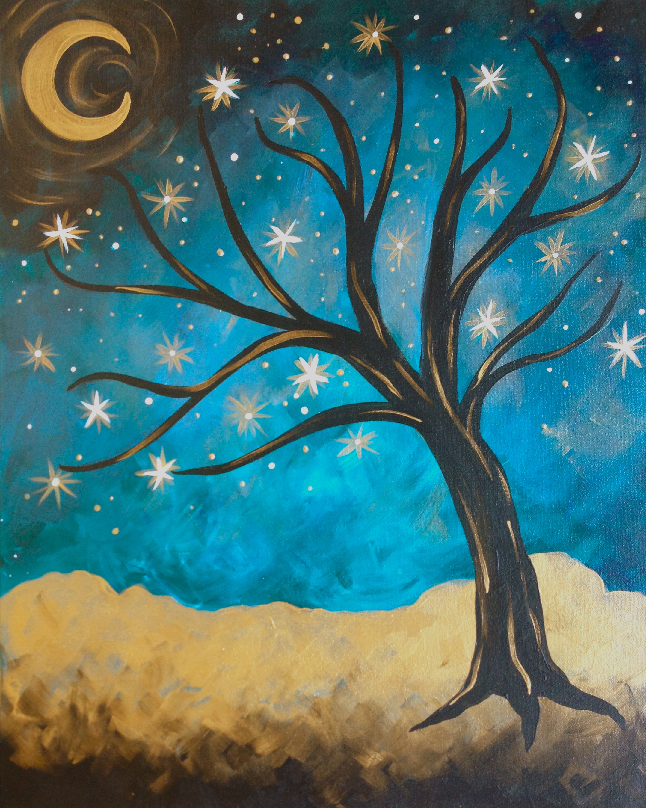 Gold Dust Moon - Pinot's Palette Painting