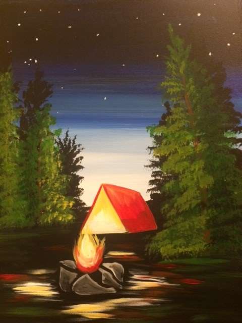 How to Paint a Night Campfire, Paint and Sip at Home