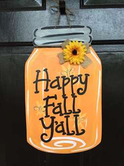 Happy Fall Y'all Mason Jar
