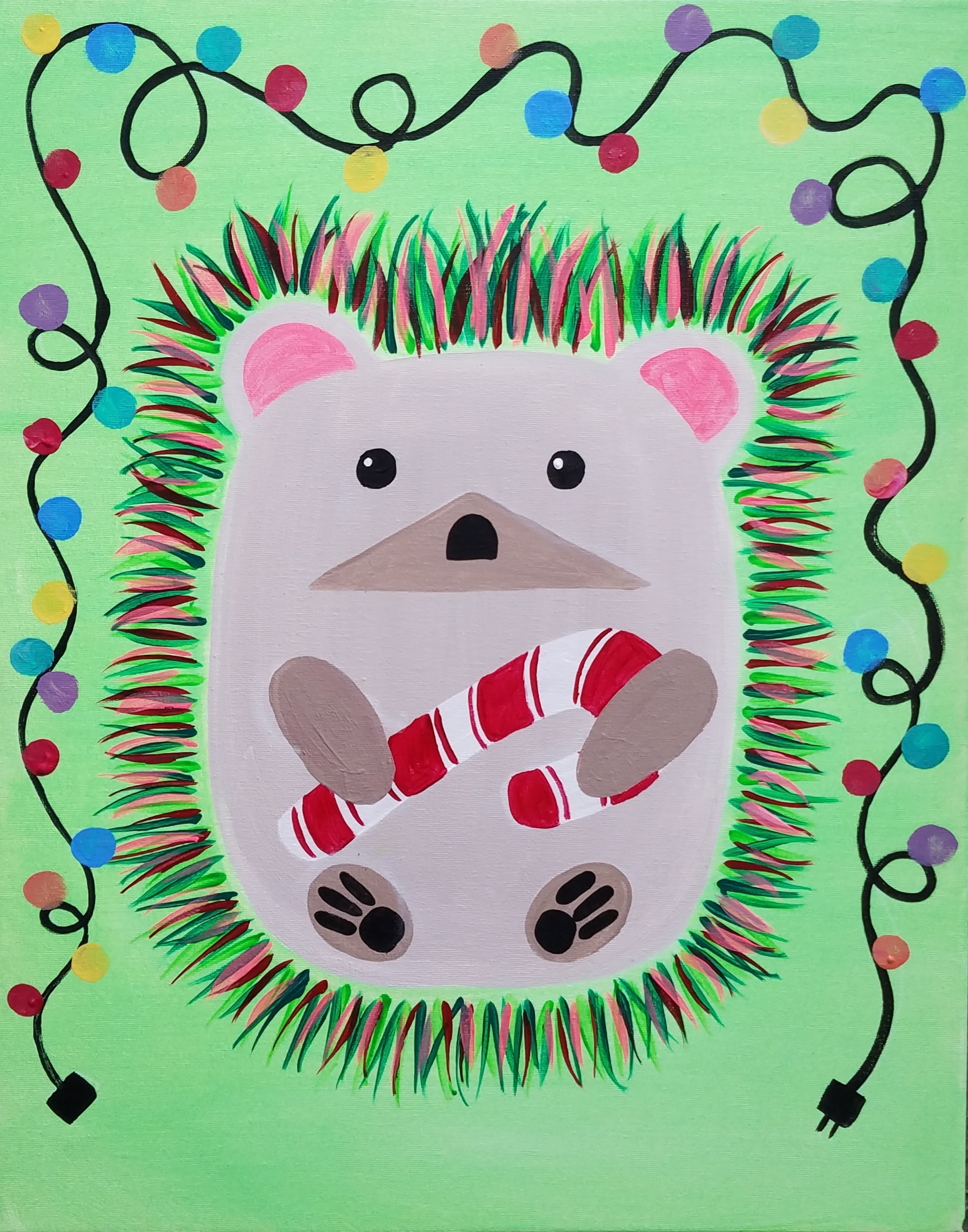 Holiday Hedgehog - Pinot's Palette Painting