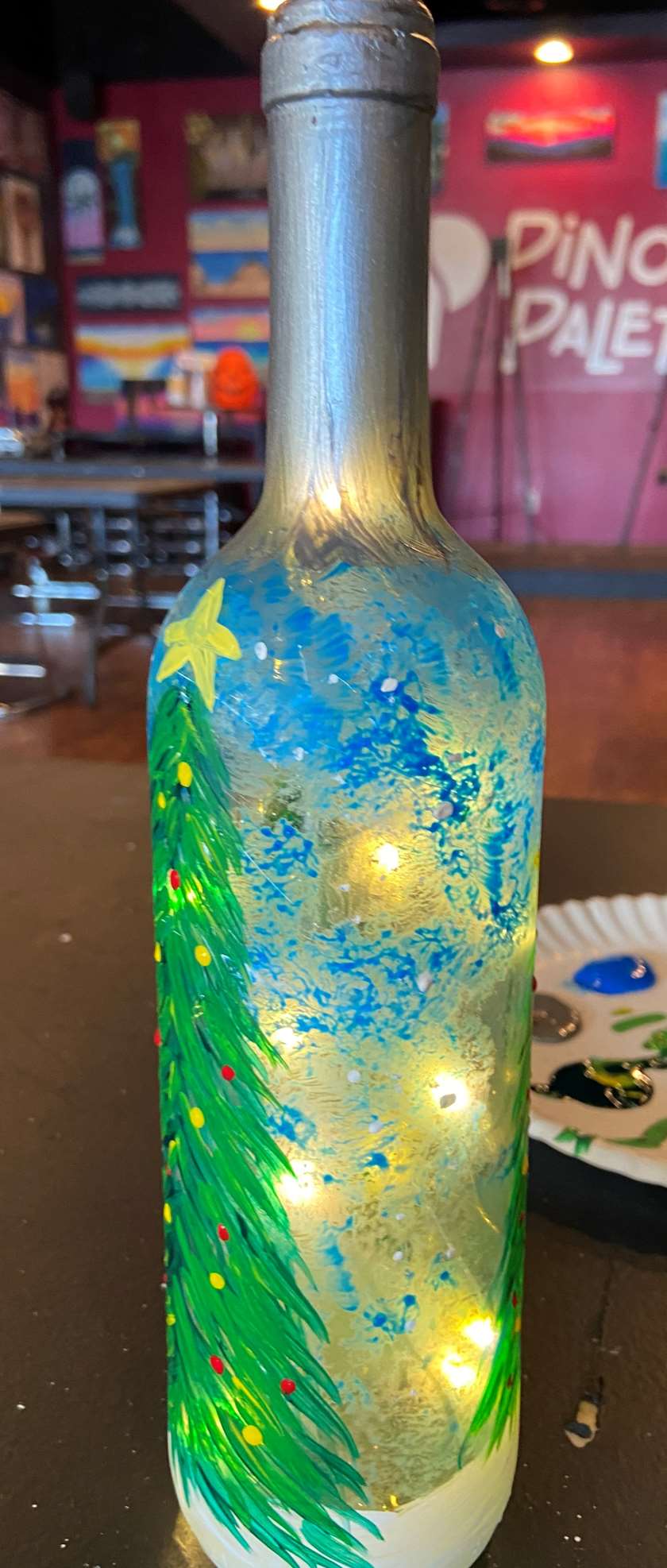 Holiday Wine Bottle with Lights