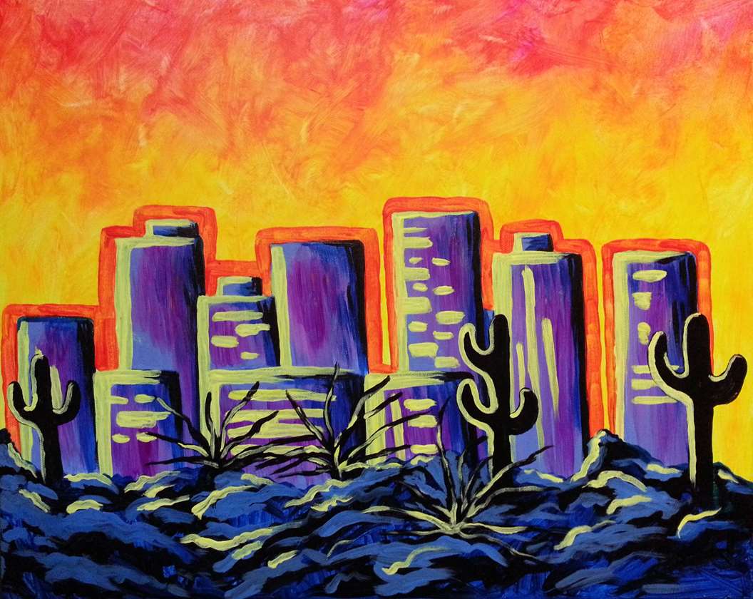 Hot Phoenix Skyline - Pinot's Palette Painting