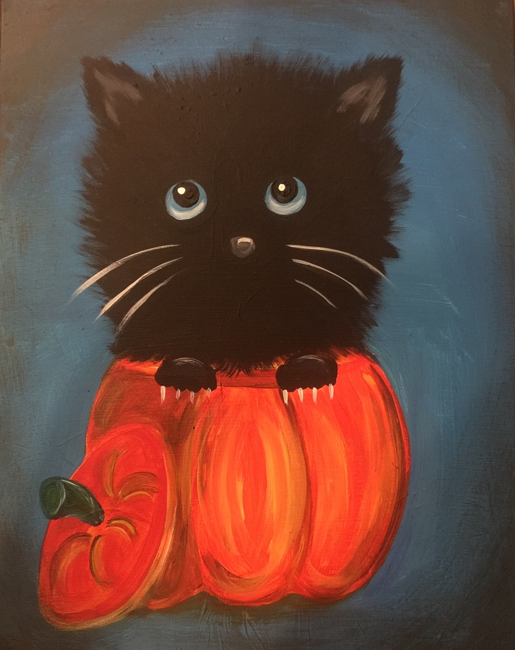 Kitten in the Pumpkin - Pinot's Palette Painting