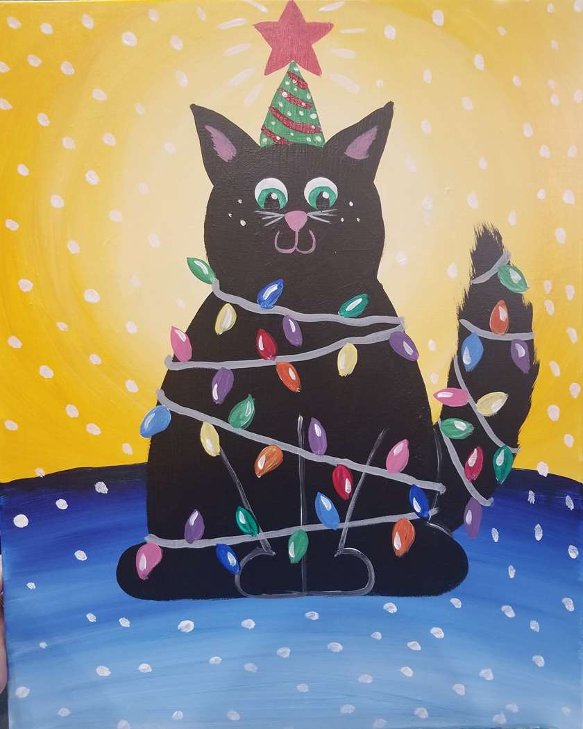 Kitty in Christmas Lights
