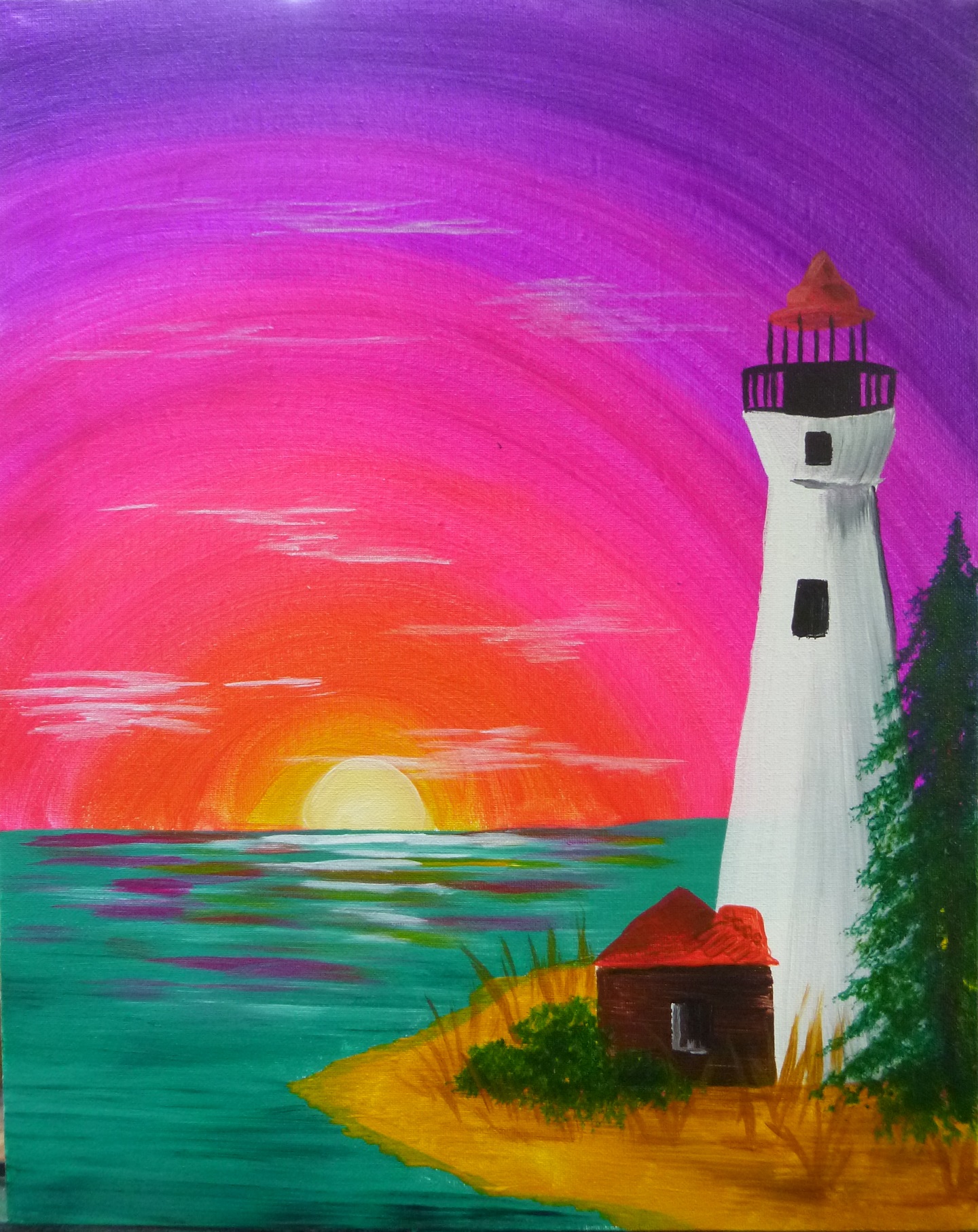 Lake Michigan Lighthouse - Pinot's Palette Painting