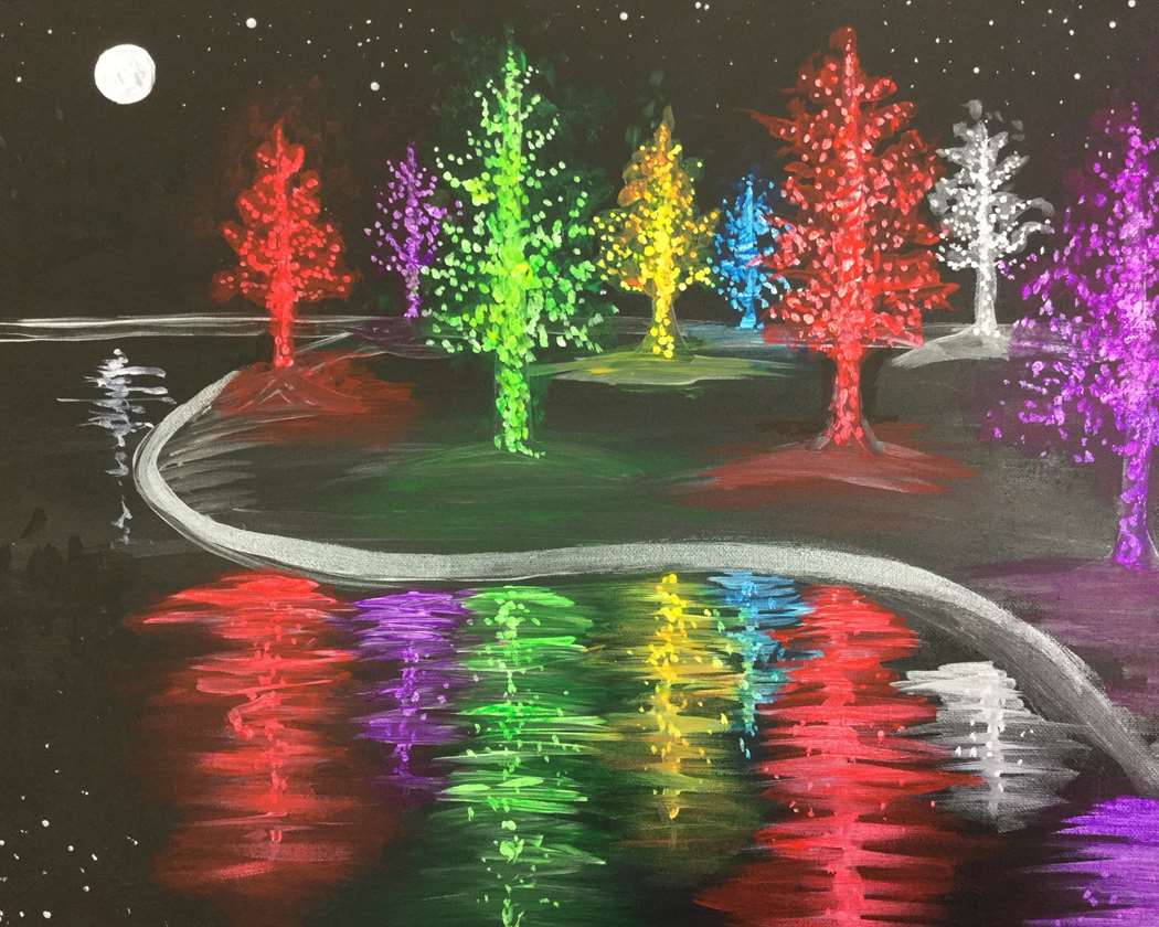 Glow in the Dark - 1.5 hour class - great decoration for holiday - 12 x 16 canvas