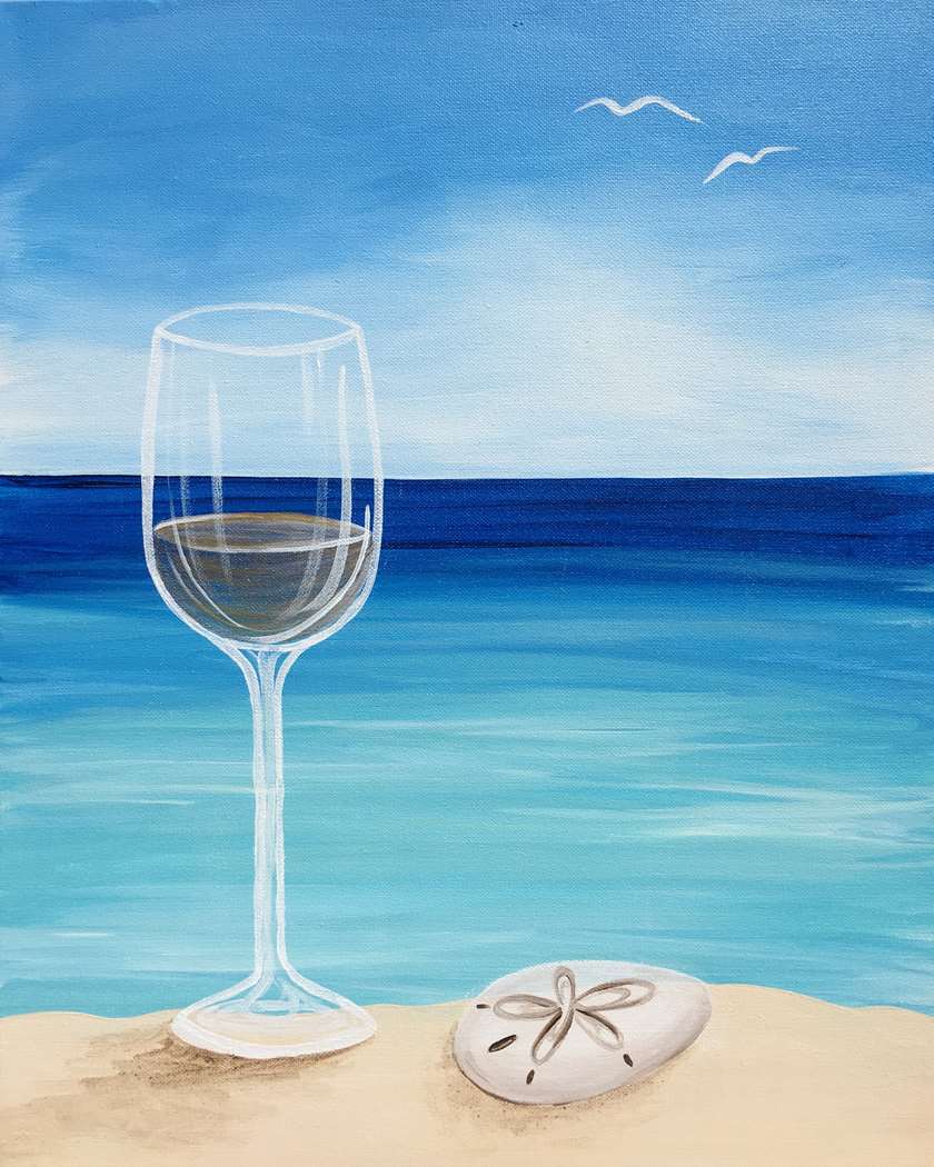 DIY Seaside Beach Scenery In A Wine Glass Paint By Numbers
