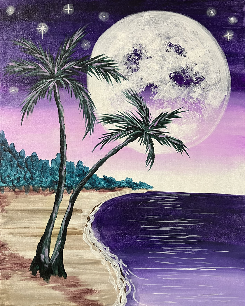 ElderCare 4 Families & Pinot's Palette's Paint It Forward For The Alzheimer's Association - Lunar Lavender Beach