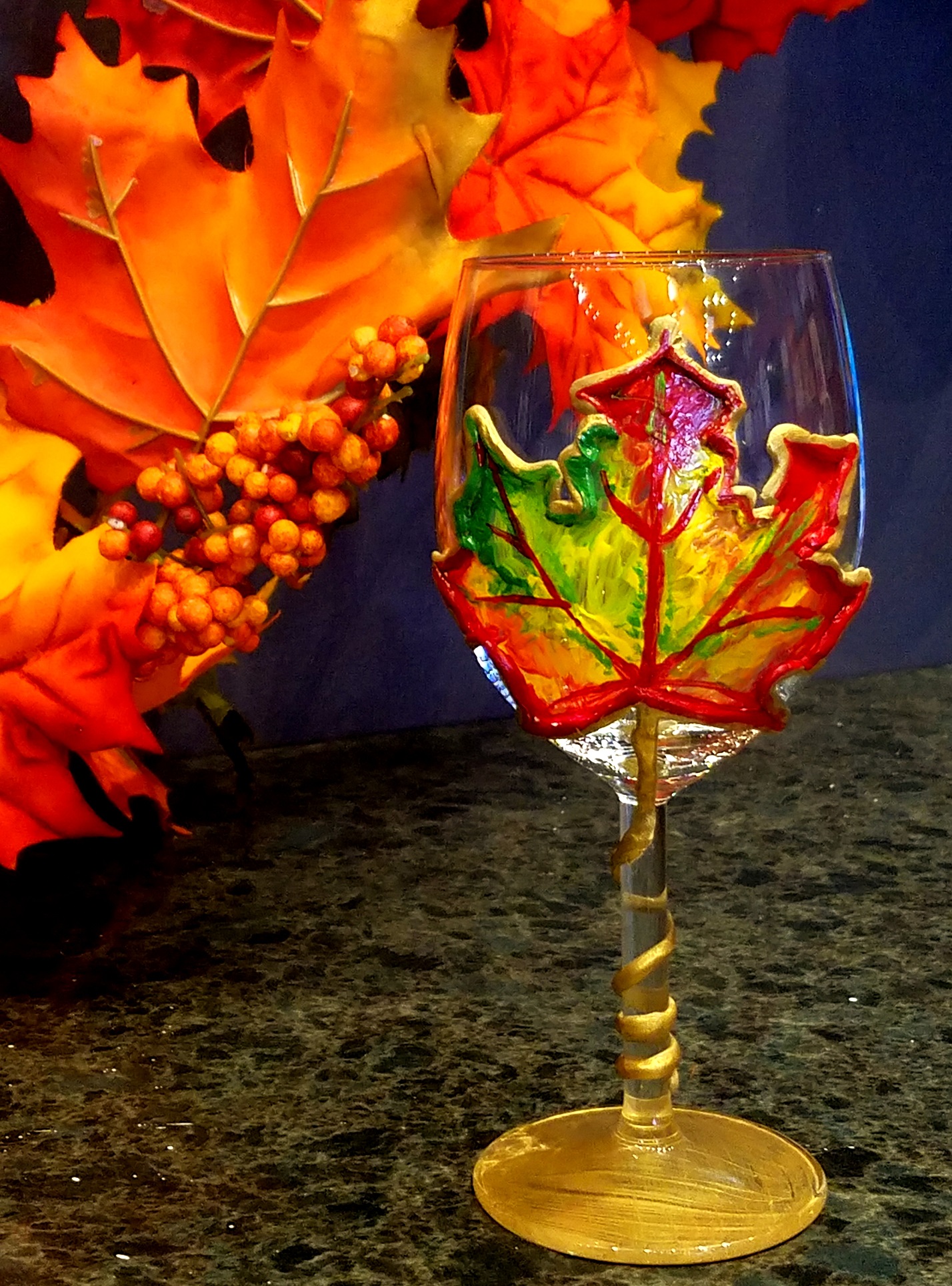 Maple Leaf Wine Glass - Pinot's Palette Painting