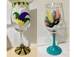 Mardi Gras Wine Glasses