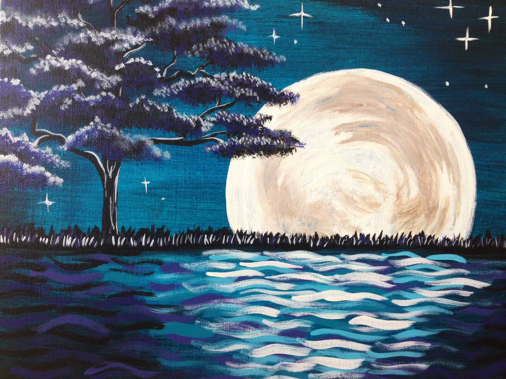 Midnight Moon Glow - Pinot's Palette Painting