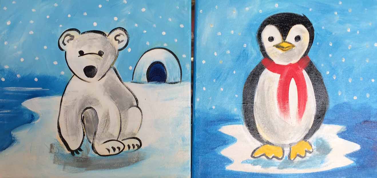 Mini - Penguins and Polarbears - Pinot's Palette Painting