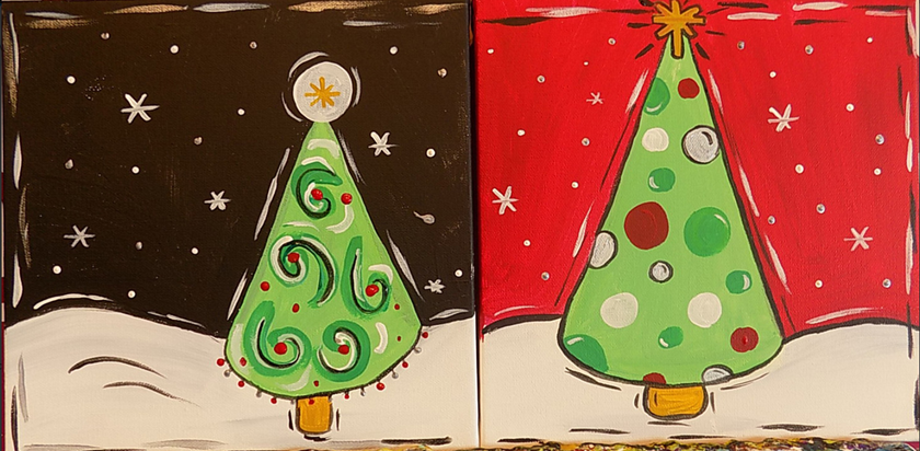 Christmas tree painting in my small sketchbook- #2 Holiday