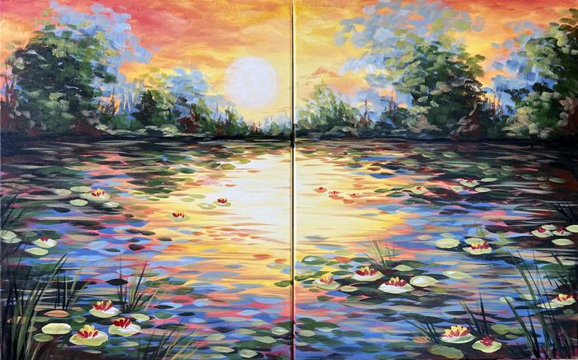 Monet’s Water Lilies at Sunset