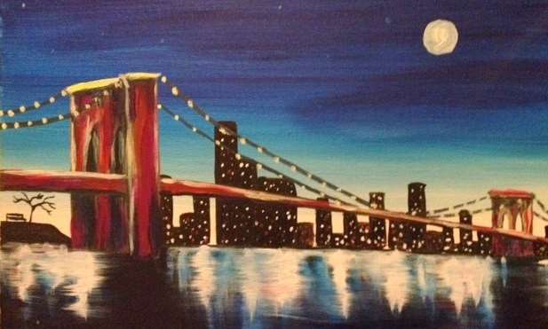 Moon Over Brooklyn Bridge
