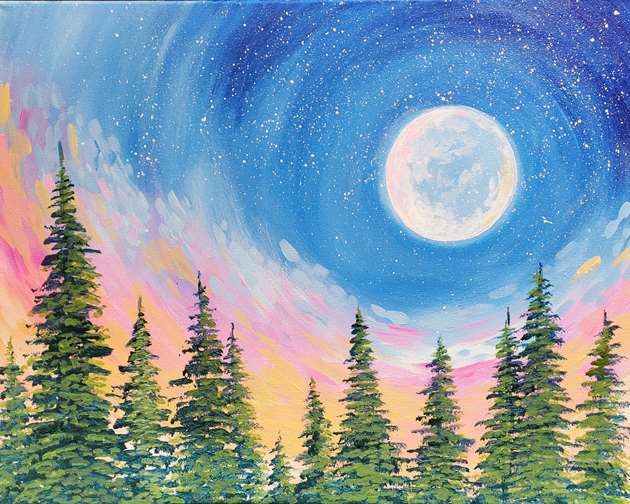 Moon Over the Forest - Pinot's Palette Painting