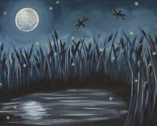 Moonlit Dragonfly Pond 
