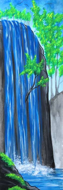 Waterfall in Forest Painting by Pavel Pánek | Saatchi Art